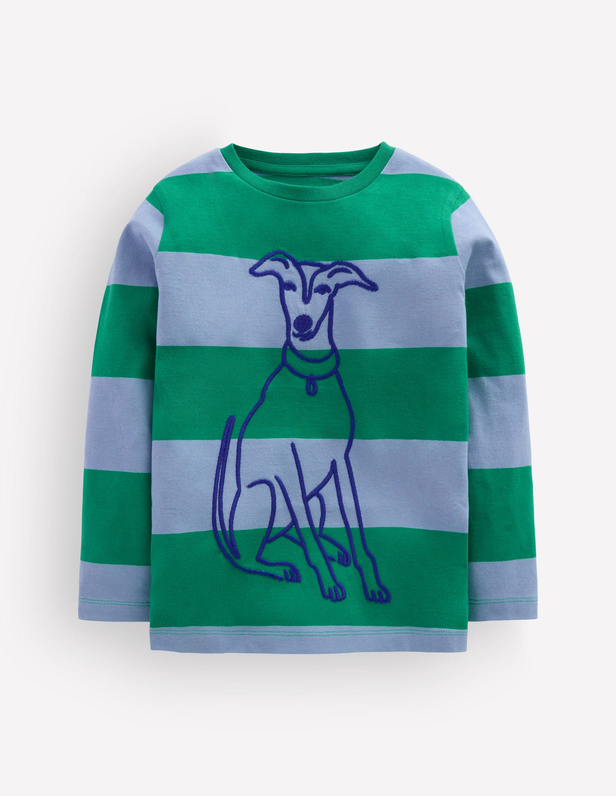 Gestreiftes Langarmshirt mit Ziernaht-Hund - Image 1