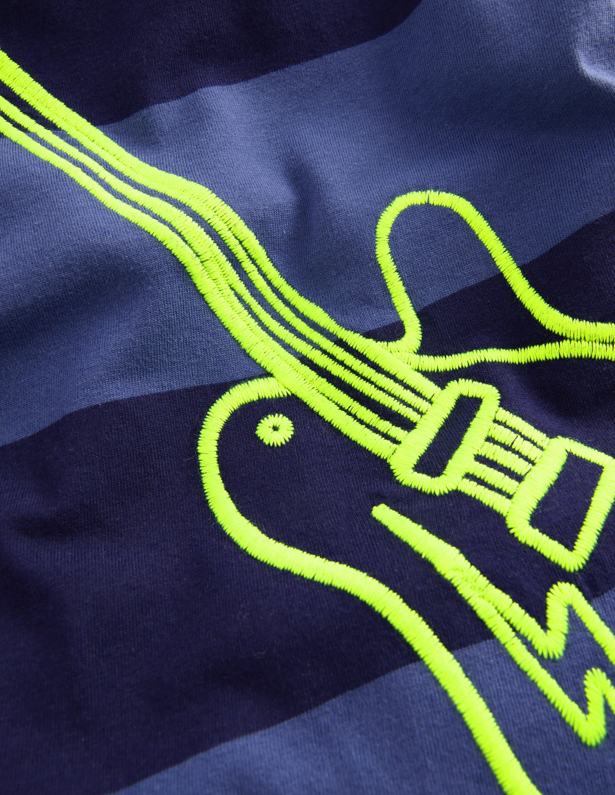 Striped Stitch Detail T-Shirt-Blue Stripe, Guitar-3