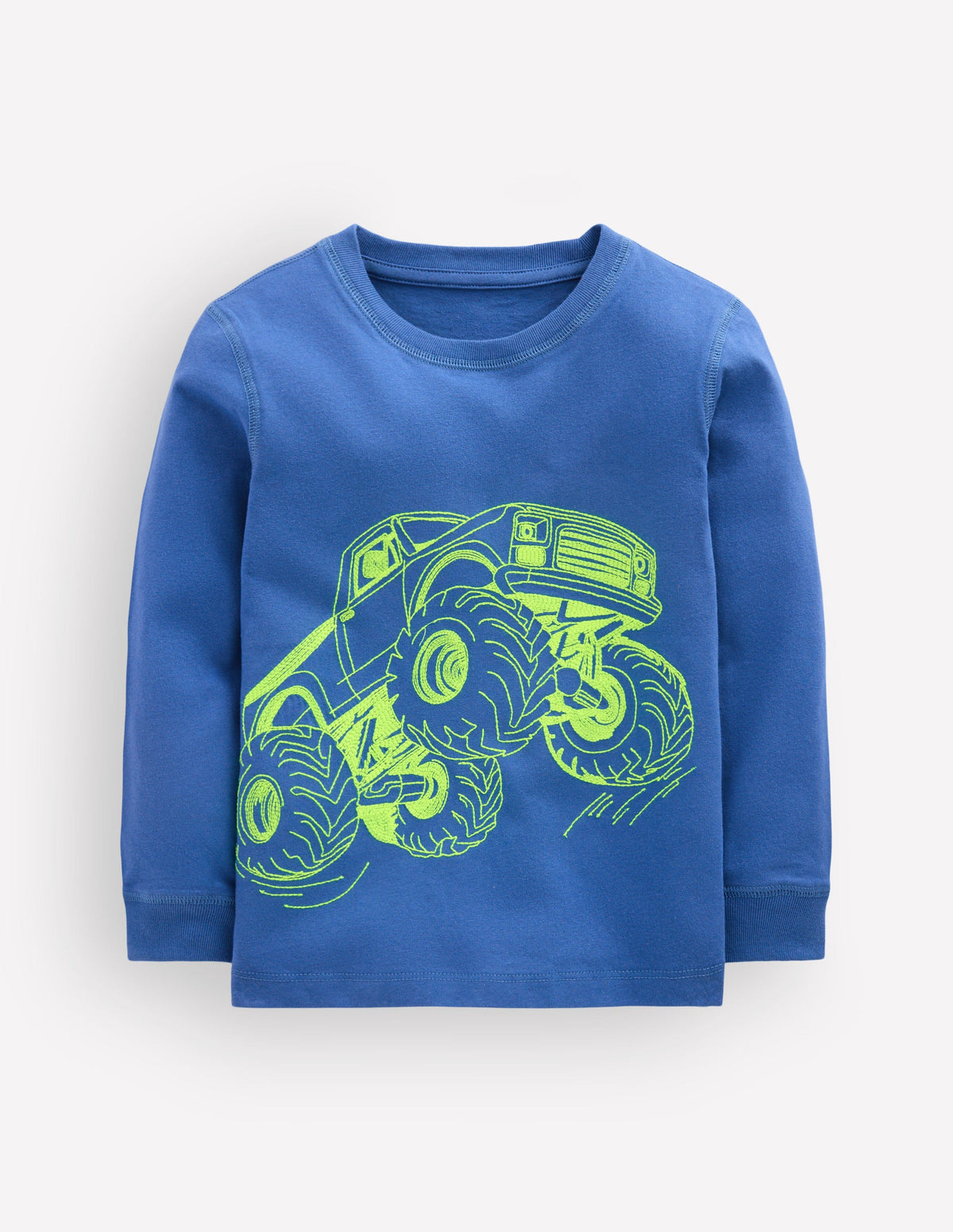 Langarmshirt mit neonfarbenem Superstitch-Design-Blauhäher Monstertruck - Image 1