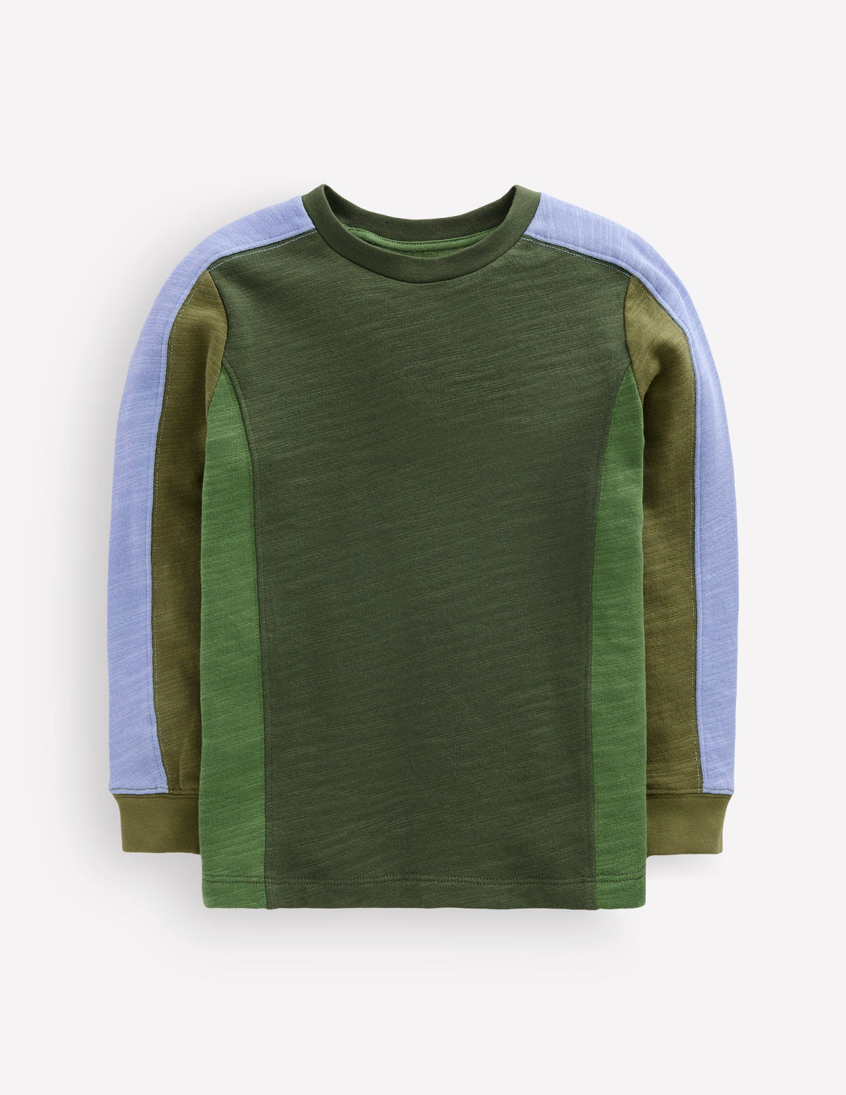 Mittelschweres Langarmshirt mit Color Blocking-Braunschweigisches Grün Color Blocking - Image 1