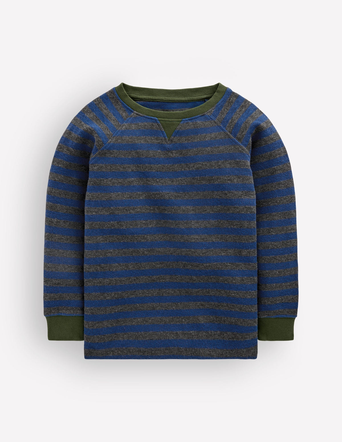 Gemütlicher, texturierter Raglanpullover-Denim-Blau/Anthrazit Meliert - Image 1