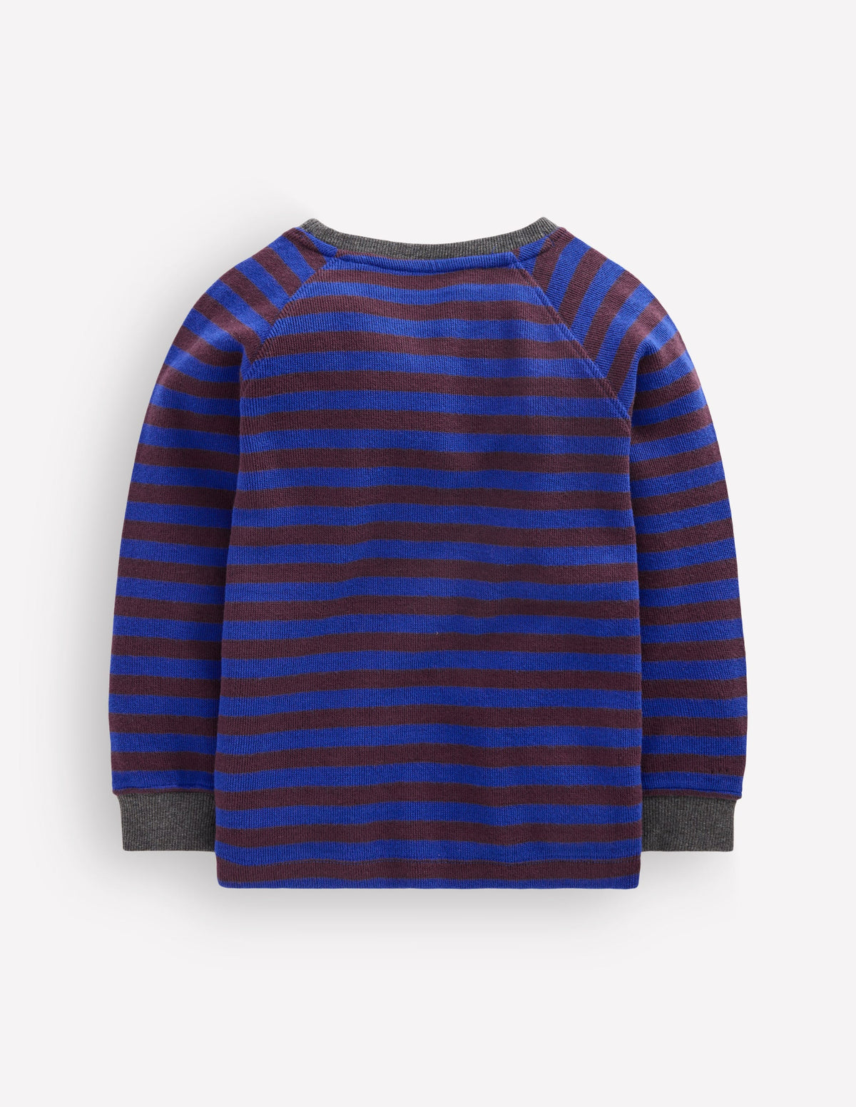Gemütlicher, texturierter Raglanpullover-Leuchtendes Blau/Schokoladenbraun-2