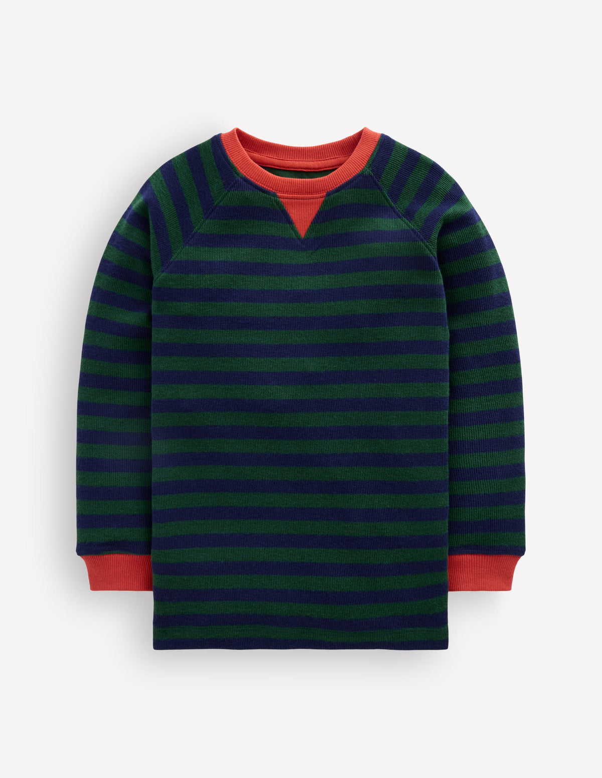 Gemütlicher, texturierter Raglanpullover-Waldgrün/Schuluniform-Marineblau - Image 1