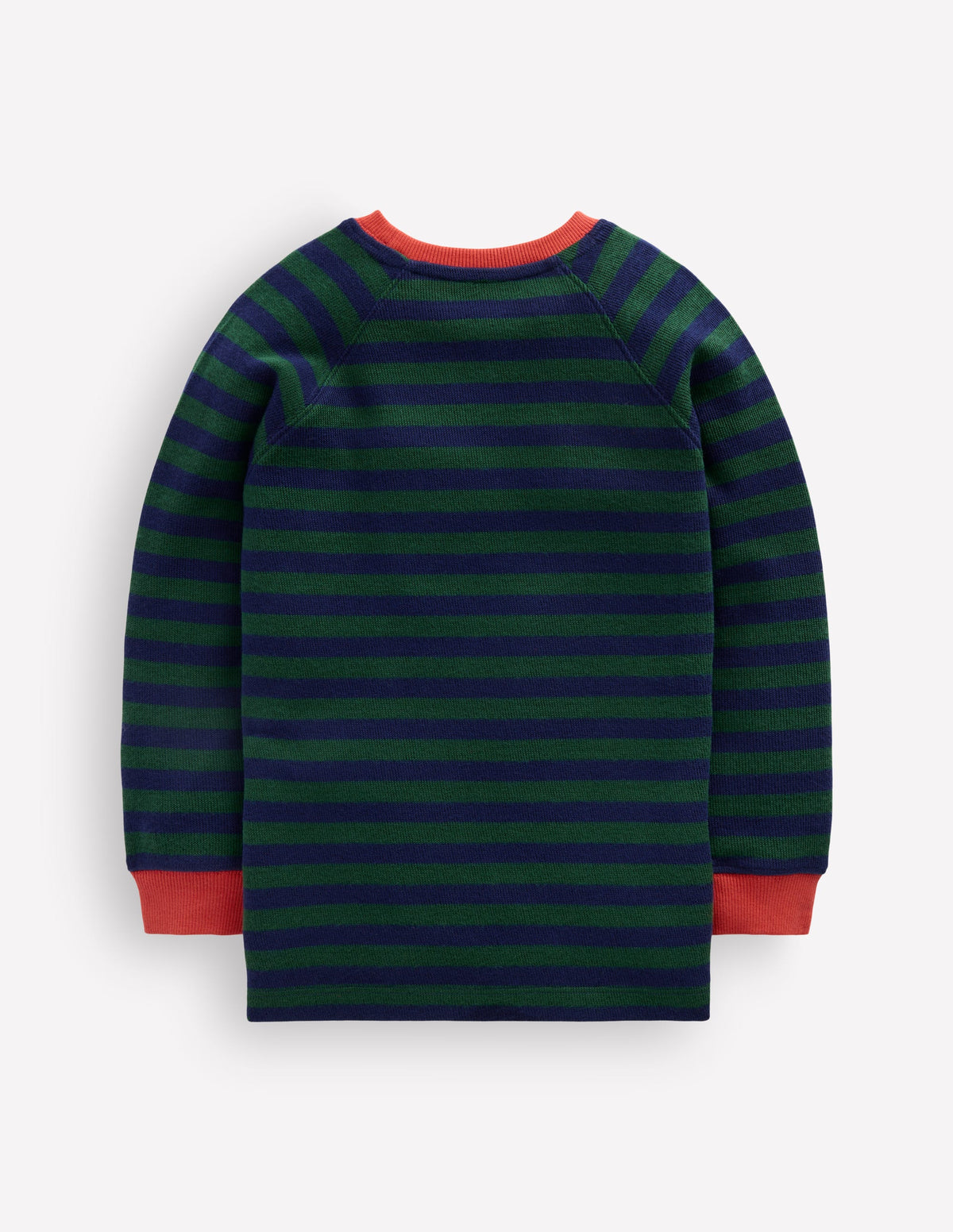 Gemütlicher, texturierter Raglanpullover-Waldgrün/Schuluniform-Marineblau-2
