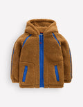 Veste à capuche cosy en borg-Borg marron
