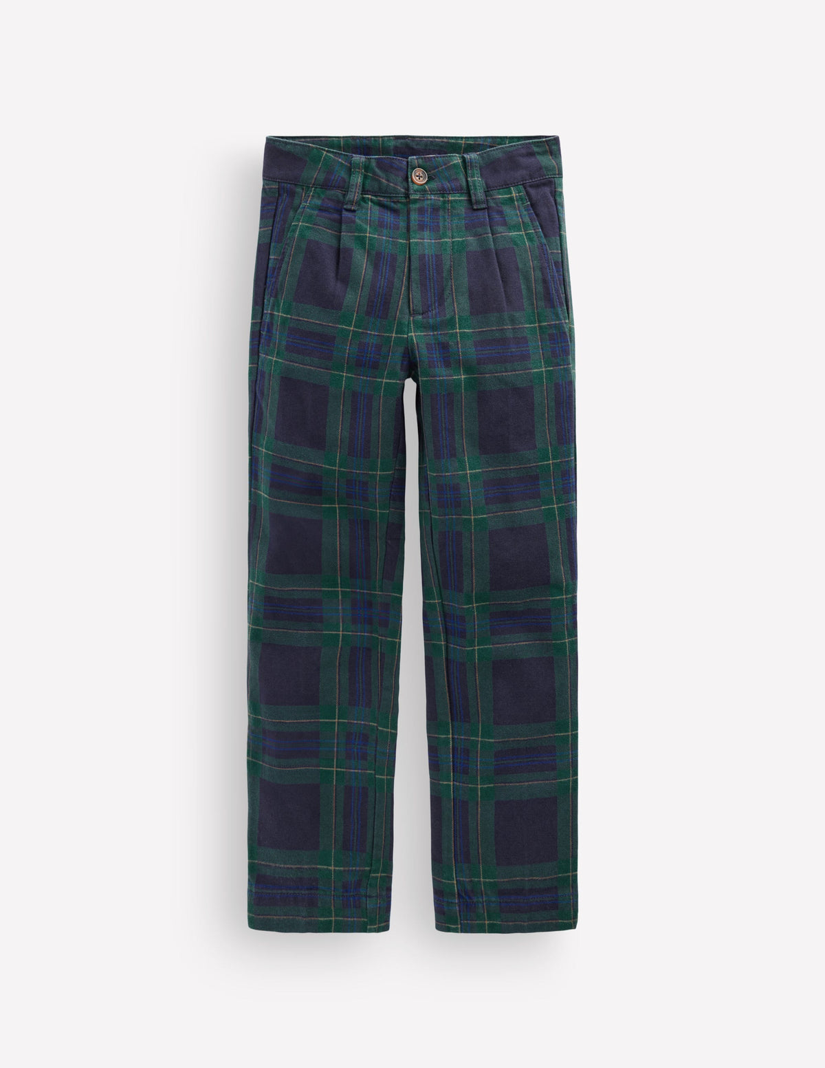 Elegante Hose mit Karomuster-Marineblau, Grün und Blau-1