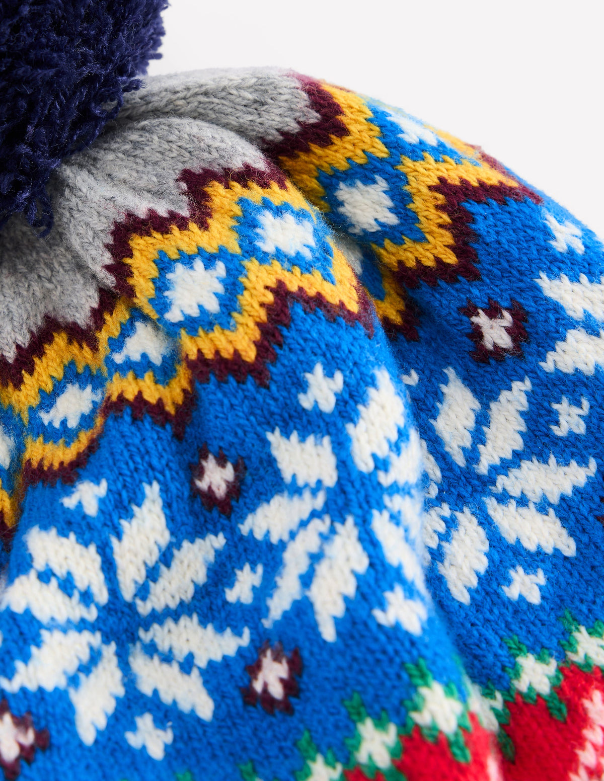 Fair-Isle-Strickmütze-Grau Meliert Schneeflocke-2