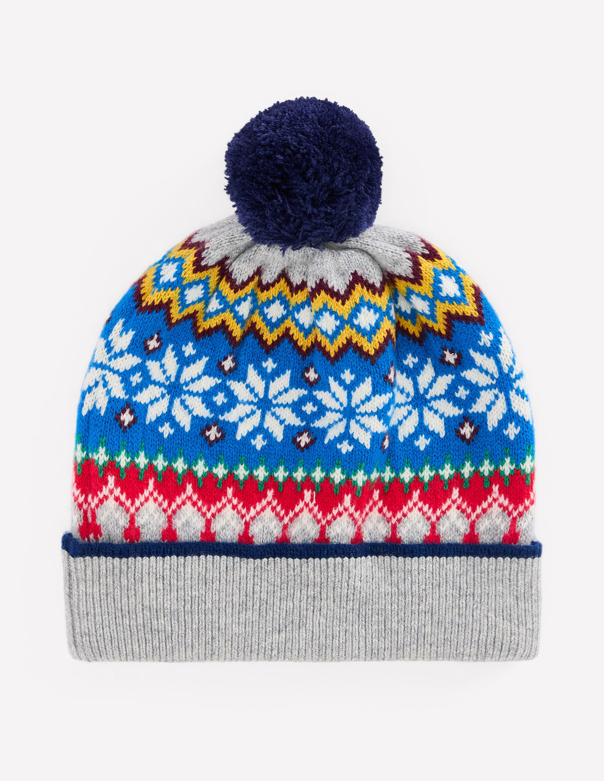Fair-Isle-Strickmütze-Grau Meliert Schneeflocke-1