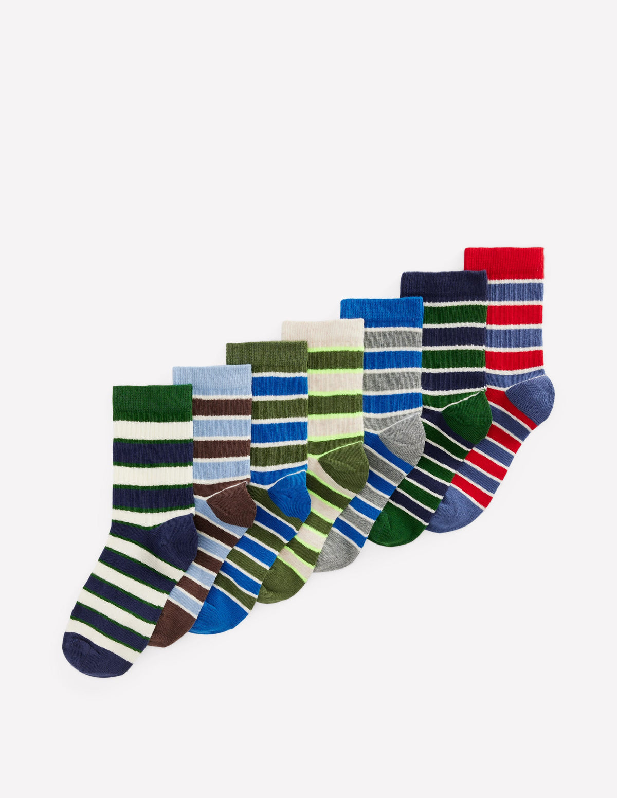 7 Pack Ribbed Socks-Multi Stripes - Image 1