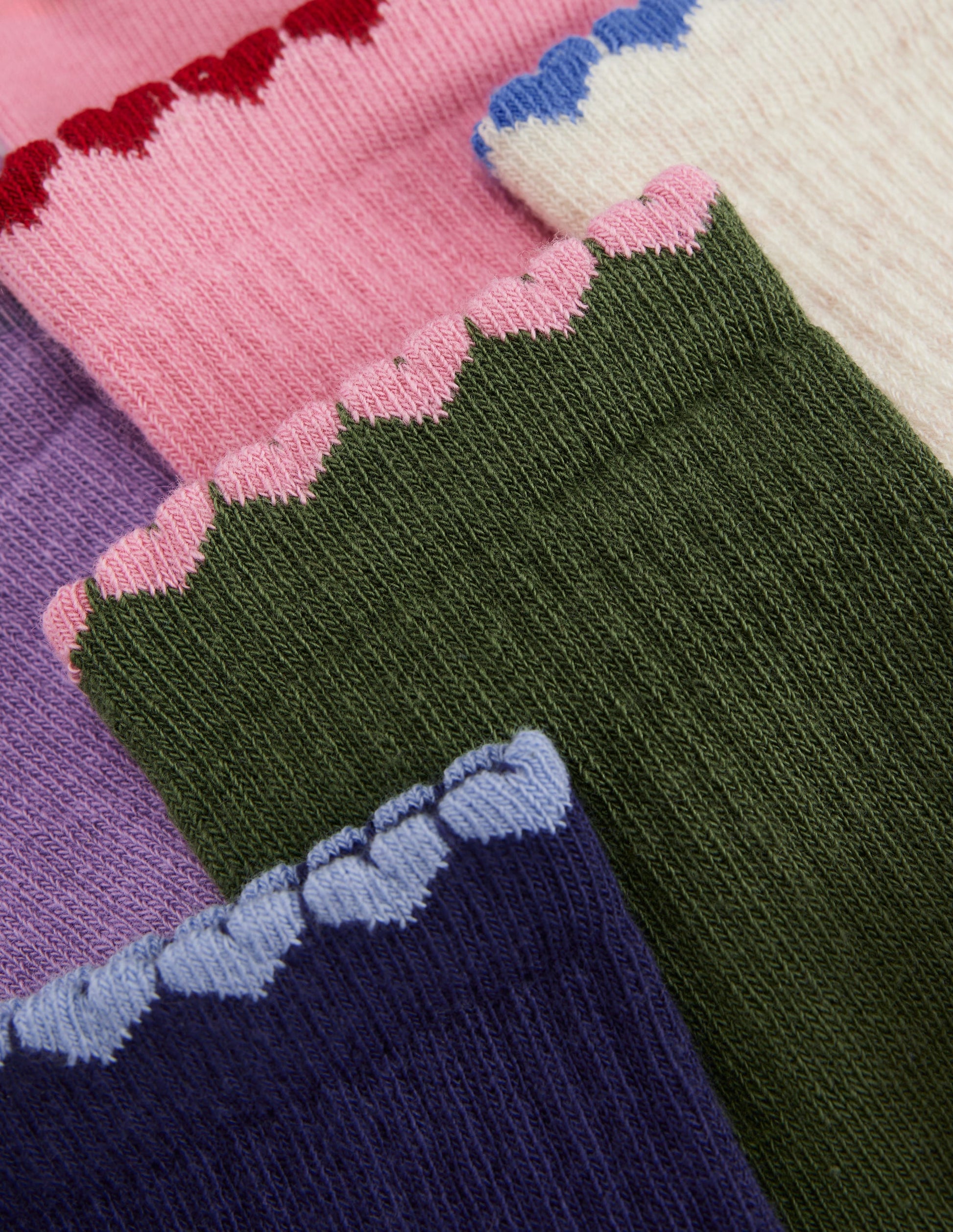 Gerippte Socken im 5er-Pack-Originell geformte Besätze-2