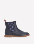 Leather Chelsea Boots-Navy Floral