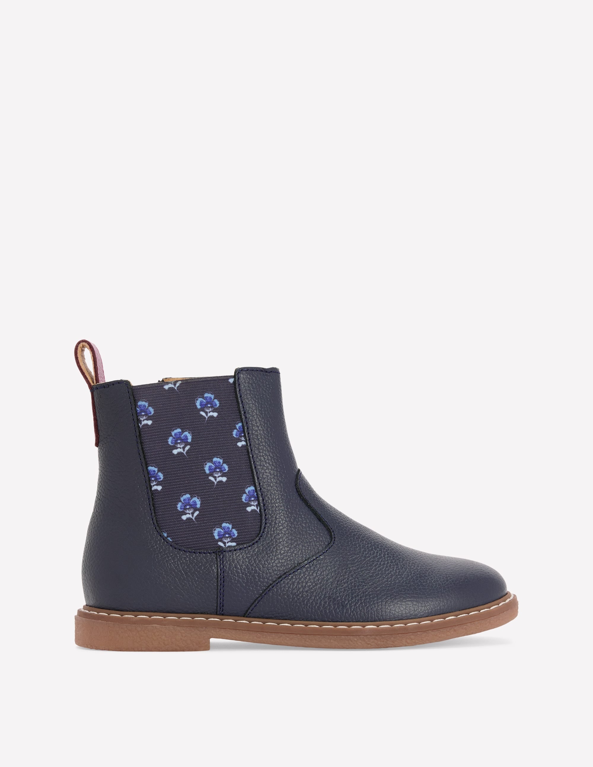 Leather Chelsea Boots-Navy Floral - Image 1