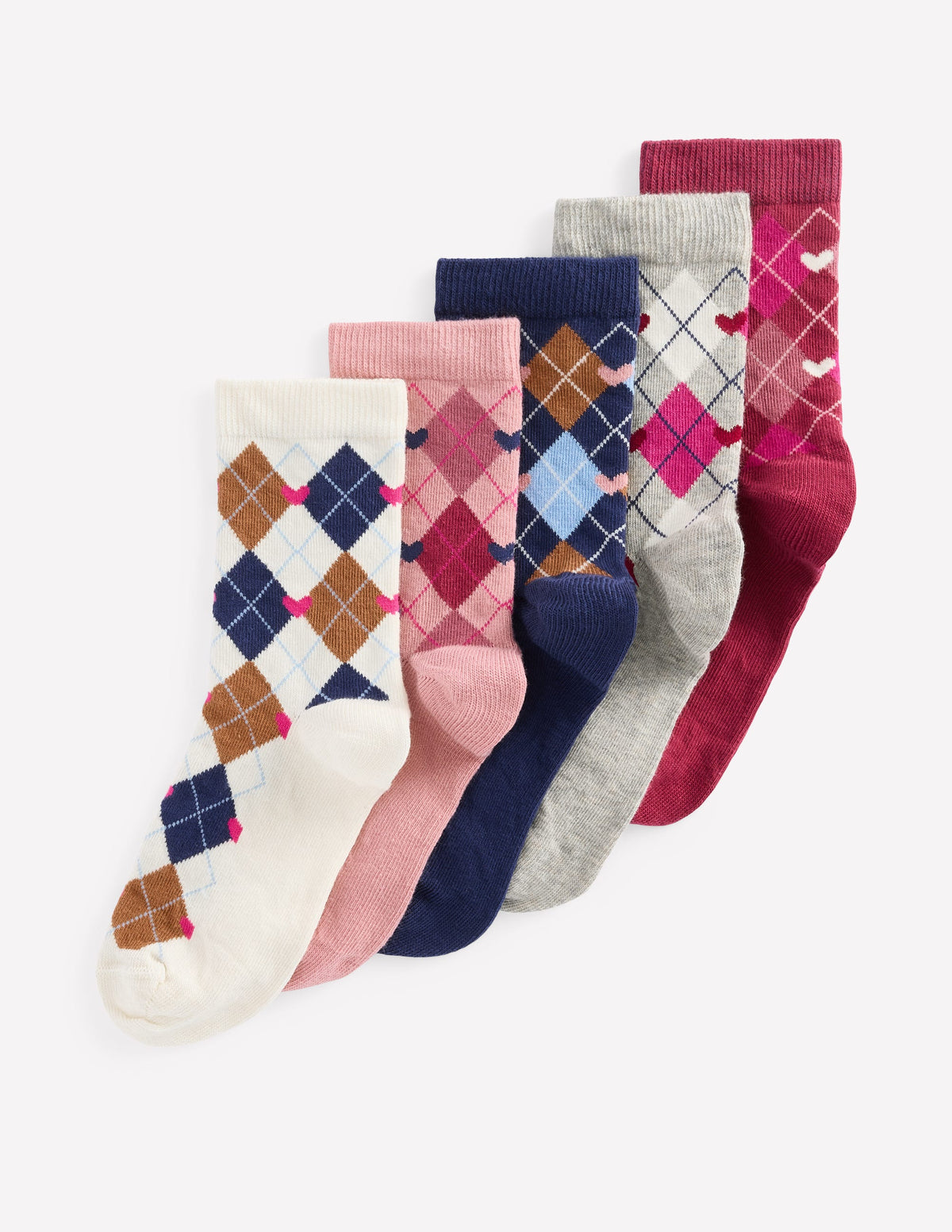 Socken im 5er-Pack-Bunt, Argyle-Muster - Image 1