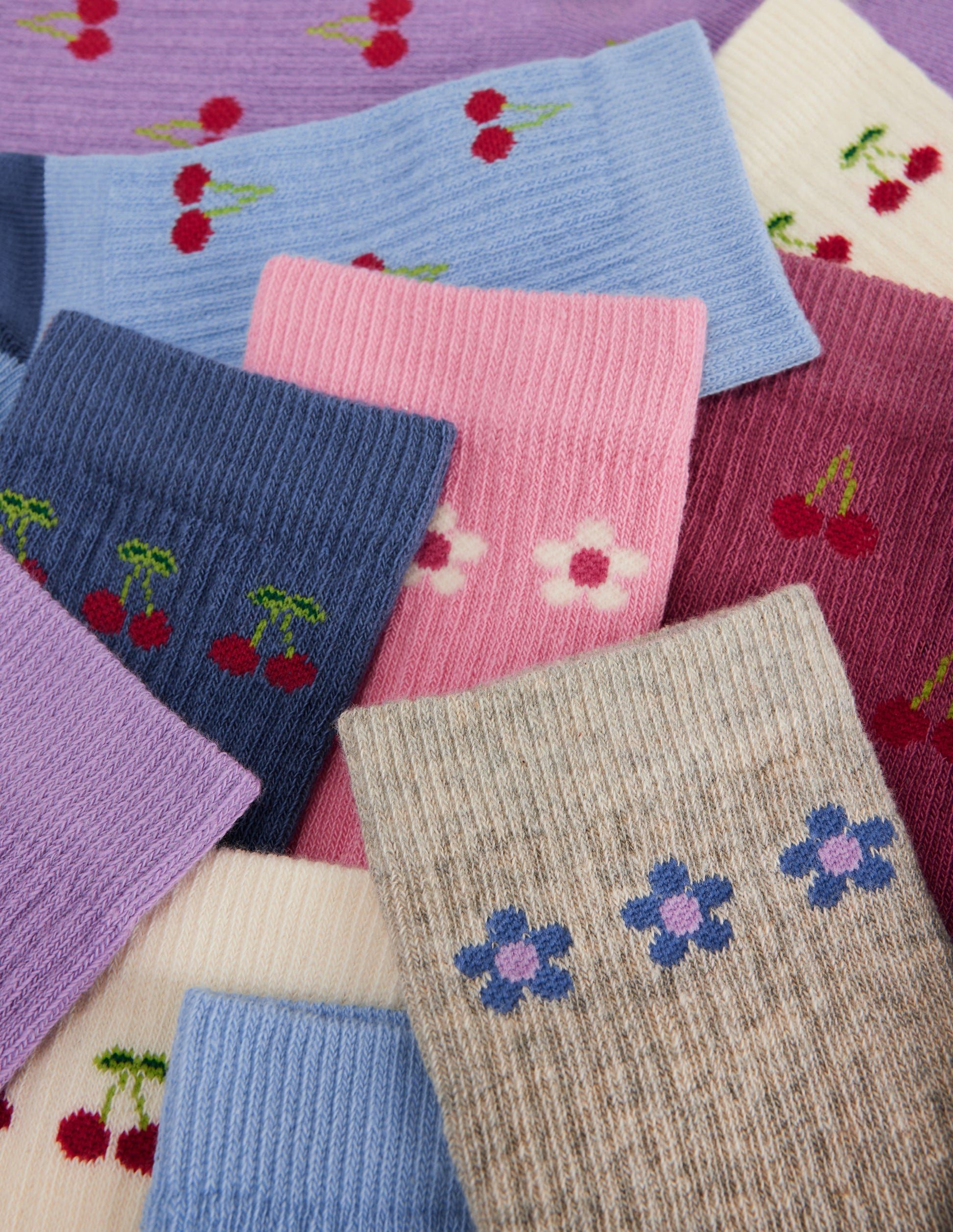 7 paires de chaussettes côtelées-Cerises fun-2