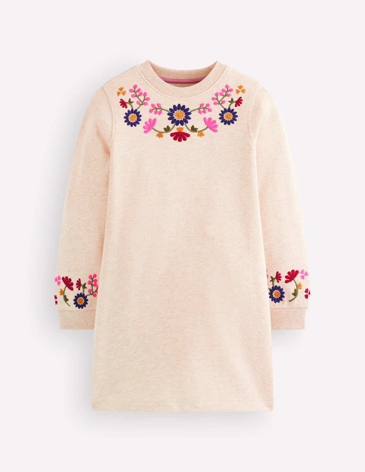 Ida Sweatshirtkleid mit Applikation-Haferbeige Blumenmuster Stickerei - Image 1