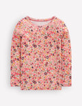 Langärmeliges Oberteil mit Pointelle-Muster-Pink Geblümt
