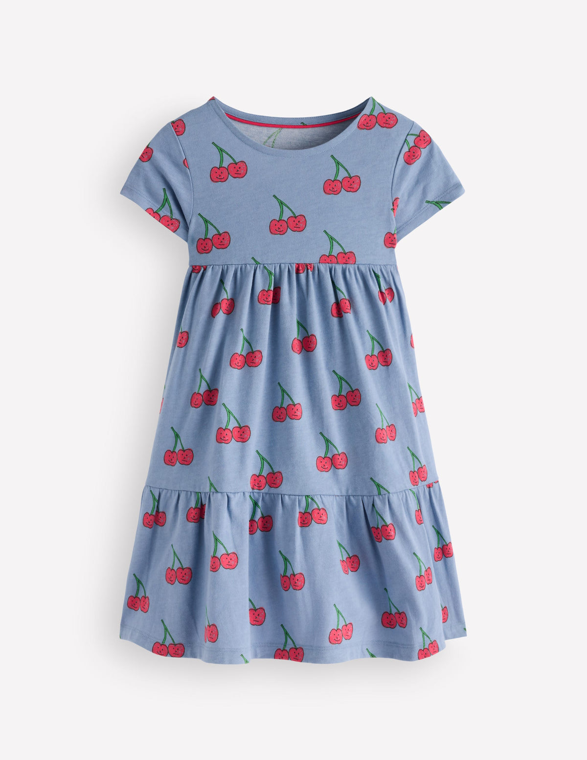 Ariel Twirly Jersey Dress-Blue Cherries-1