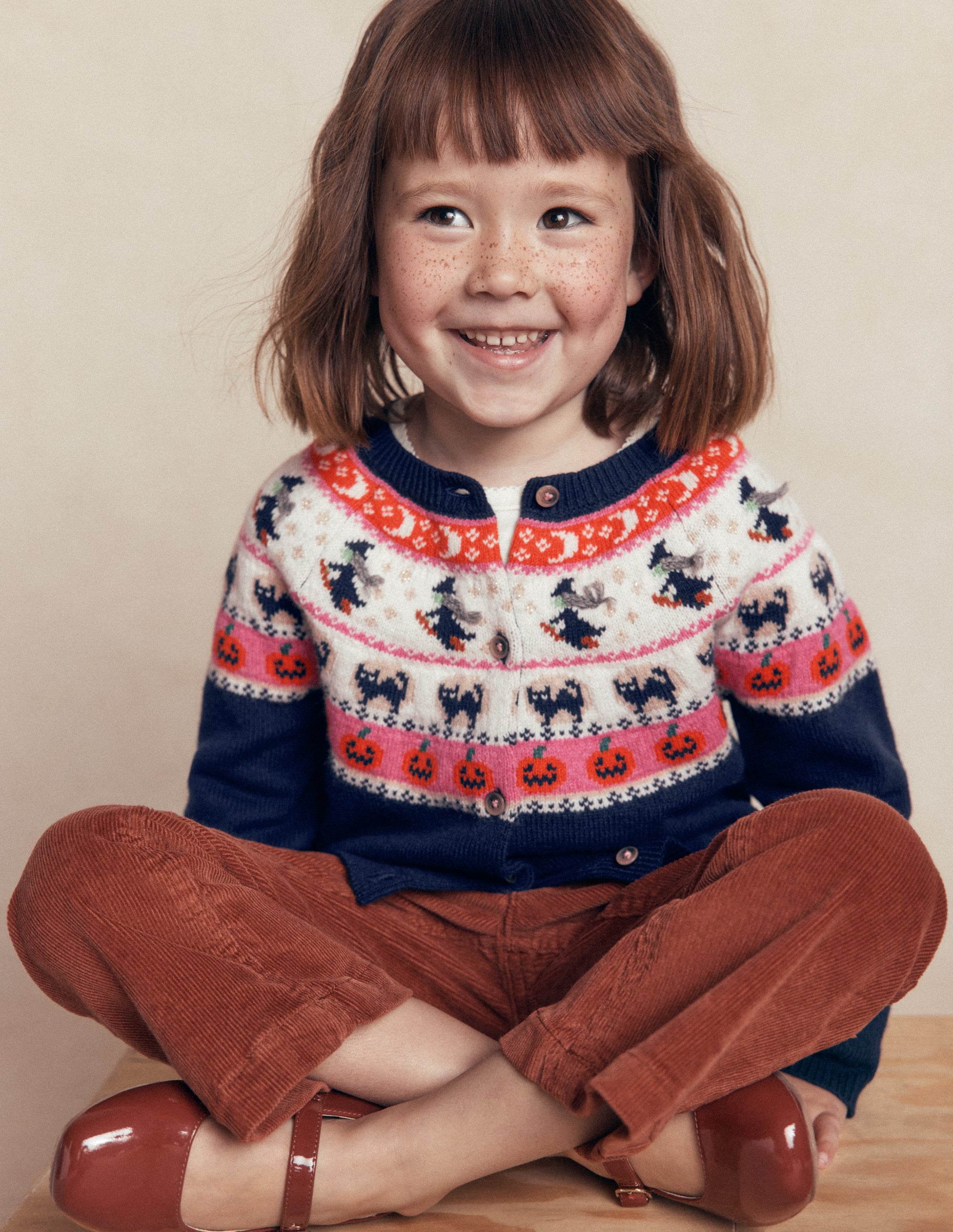 Edie Fair-Isle-Strickjacke-Schuluniform-Marineblau Halloween - Image 3