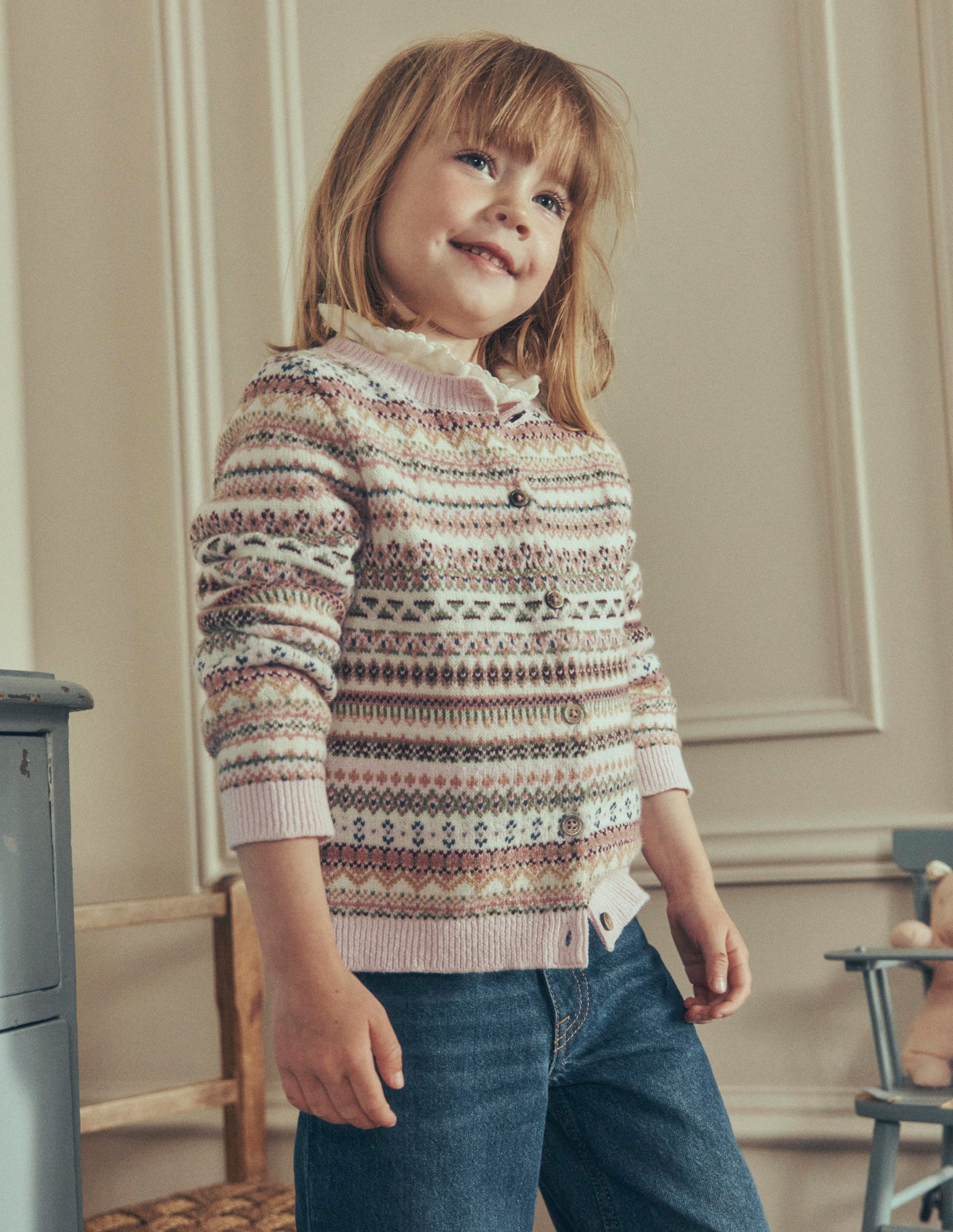 Edie Fair-Isle-Strickjacke-Rosa Heidekraut Fair Isle-1