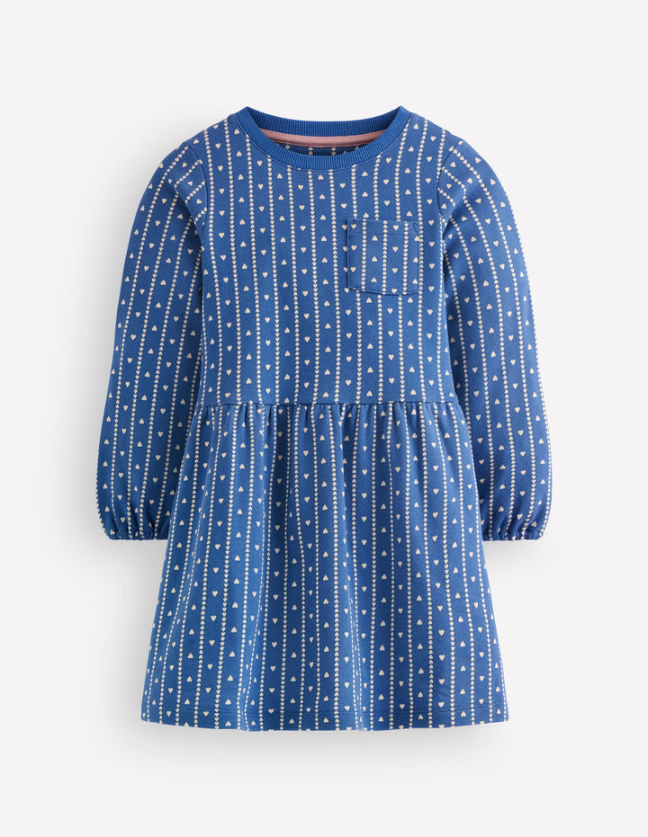 Minna Sweatkleid-Blau Herzen Streifen