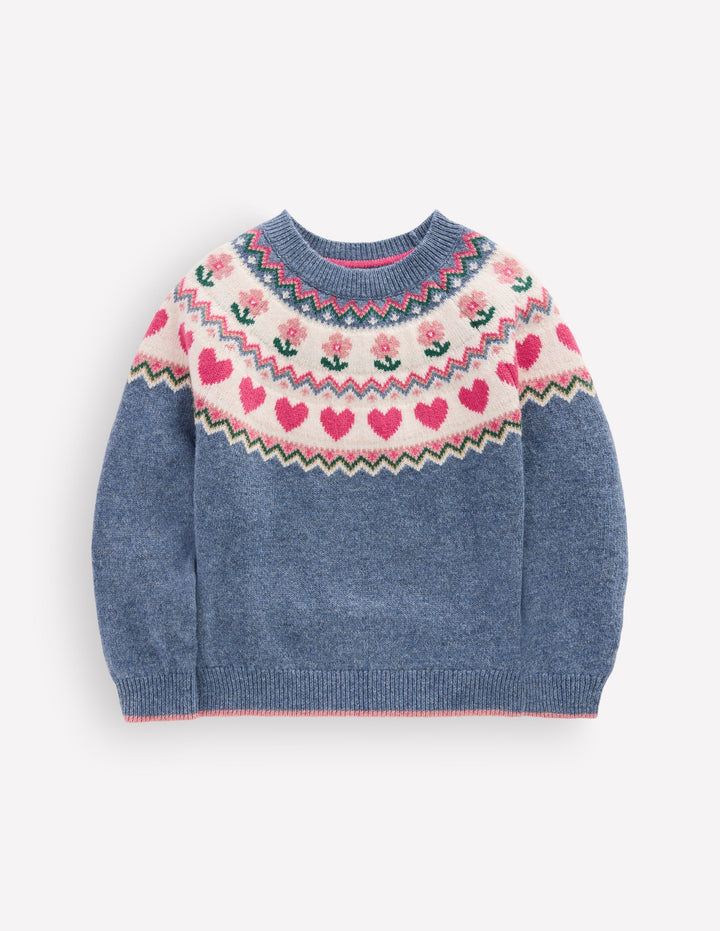 Eleanor Fair-Isle-Pullover-Blauhäher Meliert