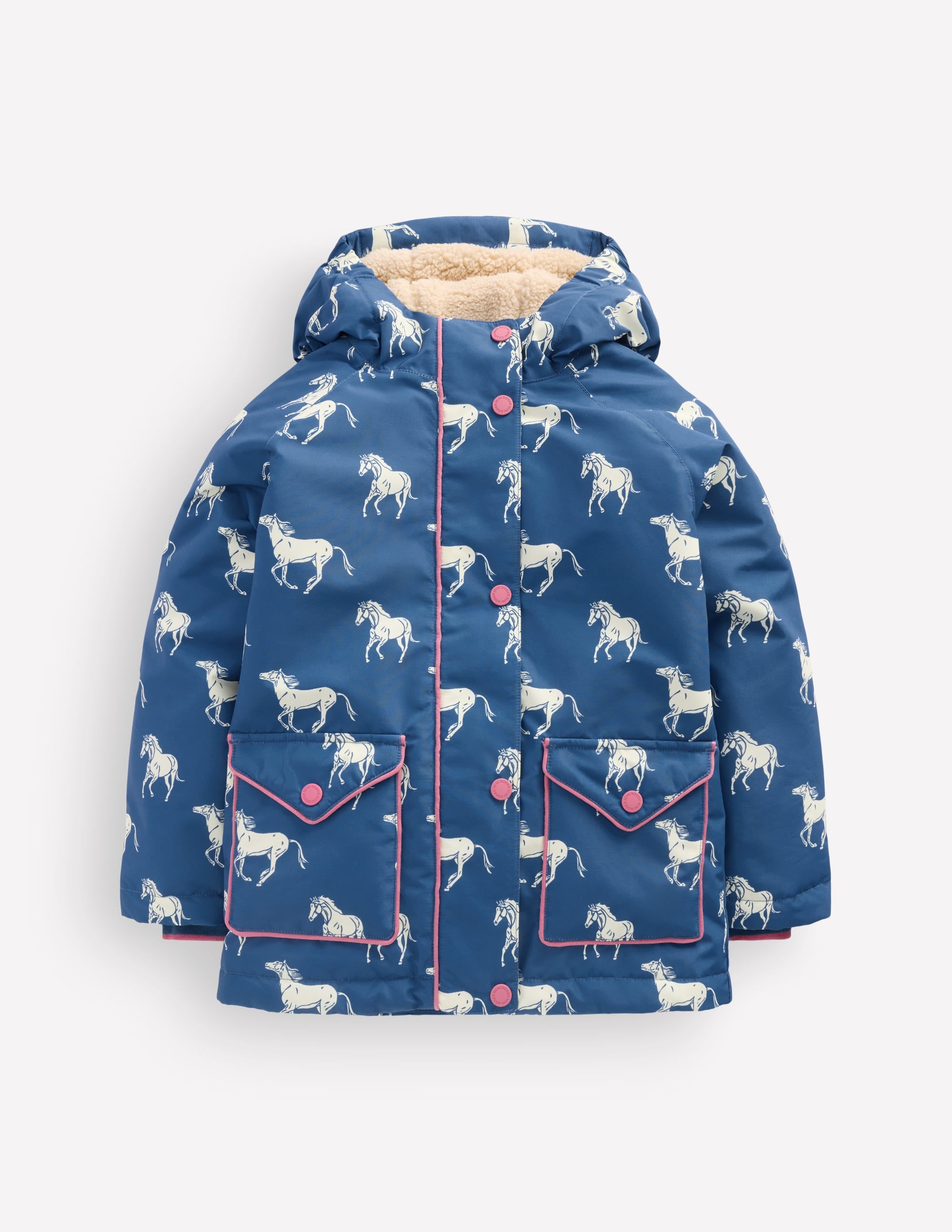Anorak mit Sherpa-Futter-Turmalinblau Kleine Pferde - Image 1