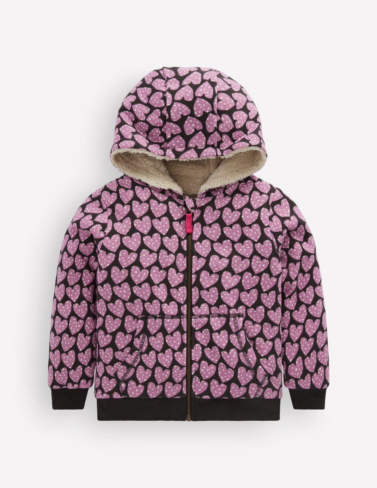 Sweat à capuche réversible en borg-Cœurs violet - Image 1