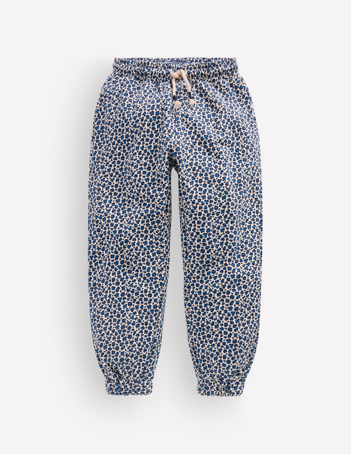 Fröhlich bedruckte Jogginghose-Calico-Weiß/Blaues Leopardenmuster-1