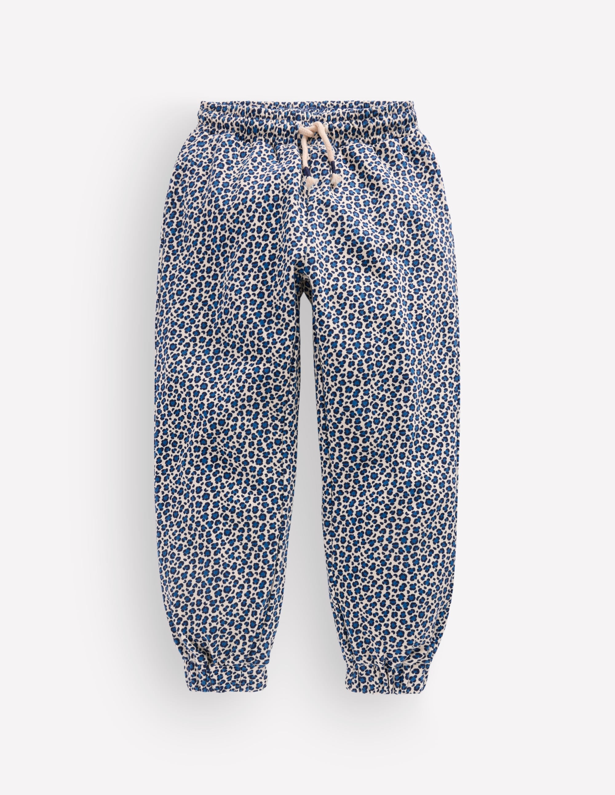 Fröhlich bedruckte Jogginghose-Calico-Weiß/Blaues Leopardenmuster - Image 1