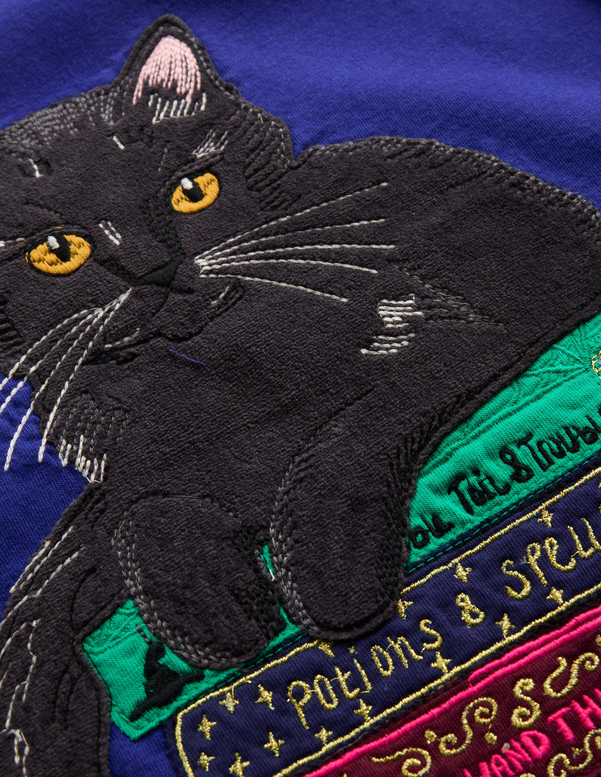 Langarmshirt mit Puffärmeln und Applikation-Leuchtendes Blau Katze-5