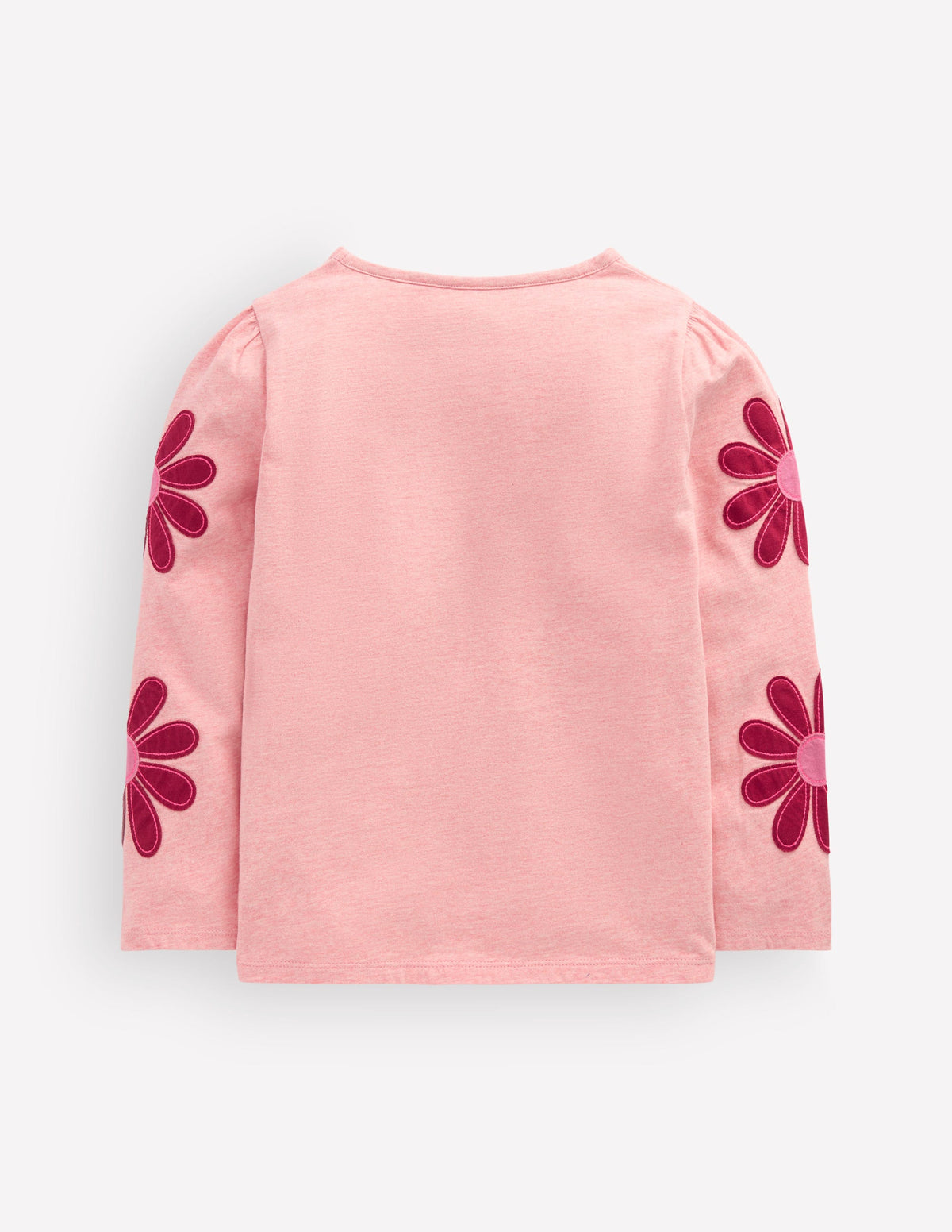 Langarmshirt mit Puffärmeln und Applikation-Rosa Meliert Blumen-2