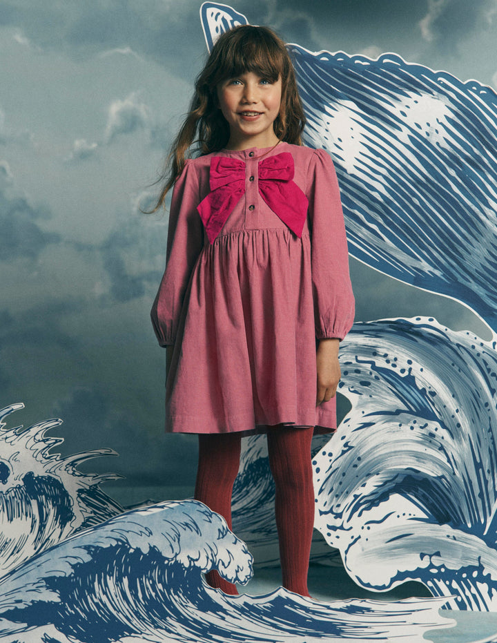 Norah Kleid mit Schleife und Knopfleiste-Rosa Heide