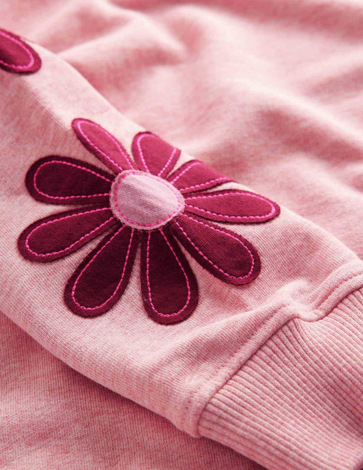Ami Relaxed Sweatshirt Dress-Pink Flower Embroidery-3
