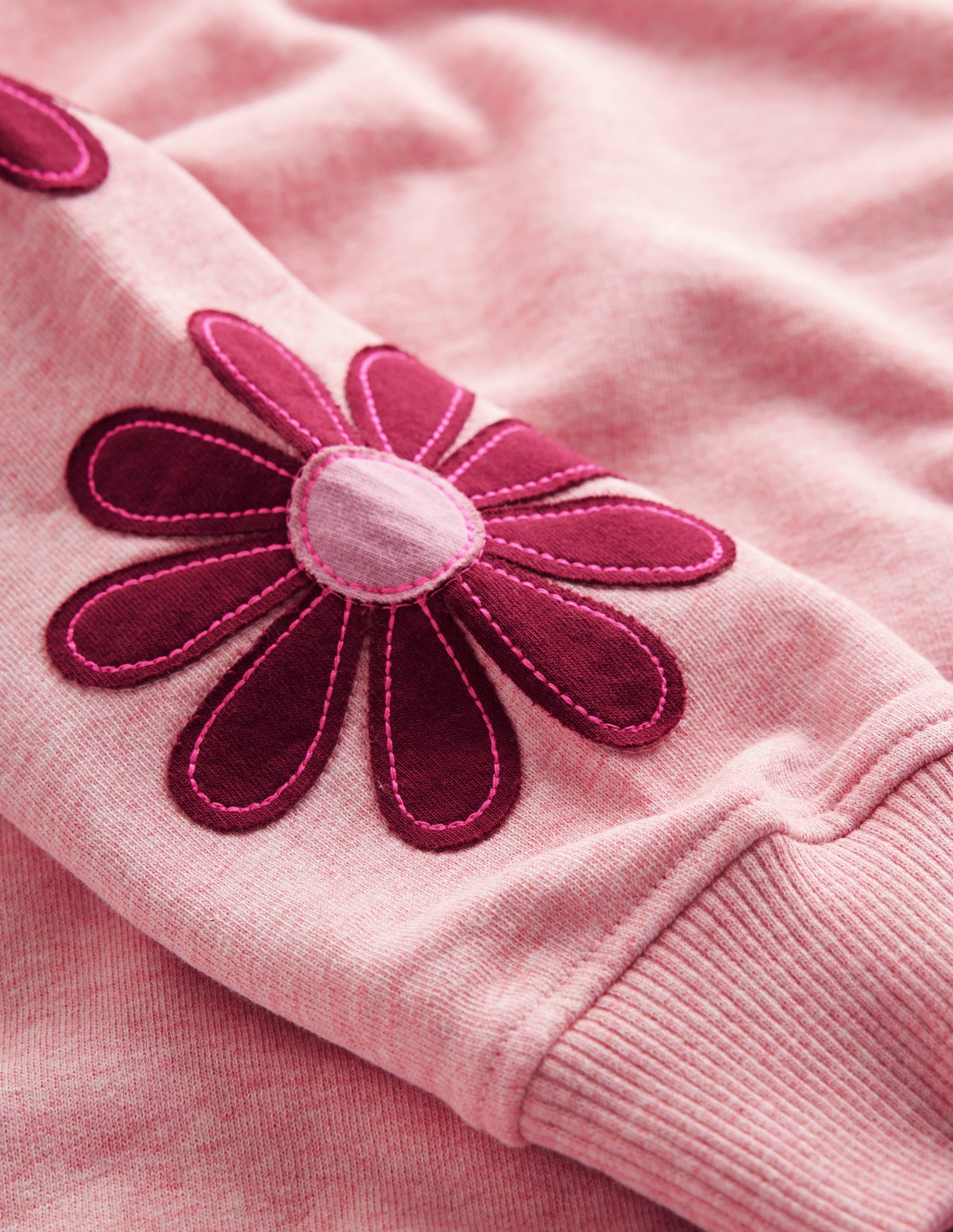 Ami Relaxed Sweatshirt Dress-Pink Flower Embroidery - Image 3