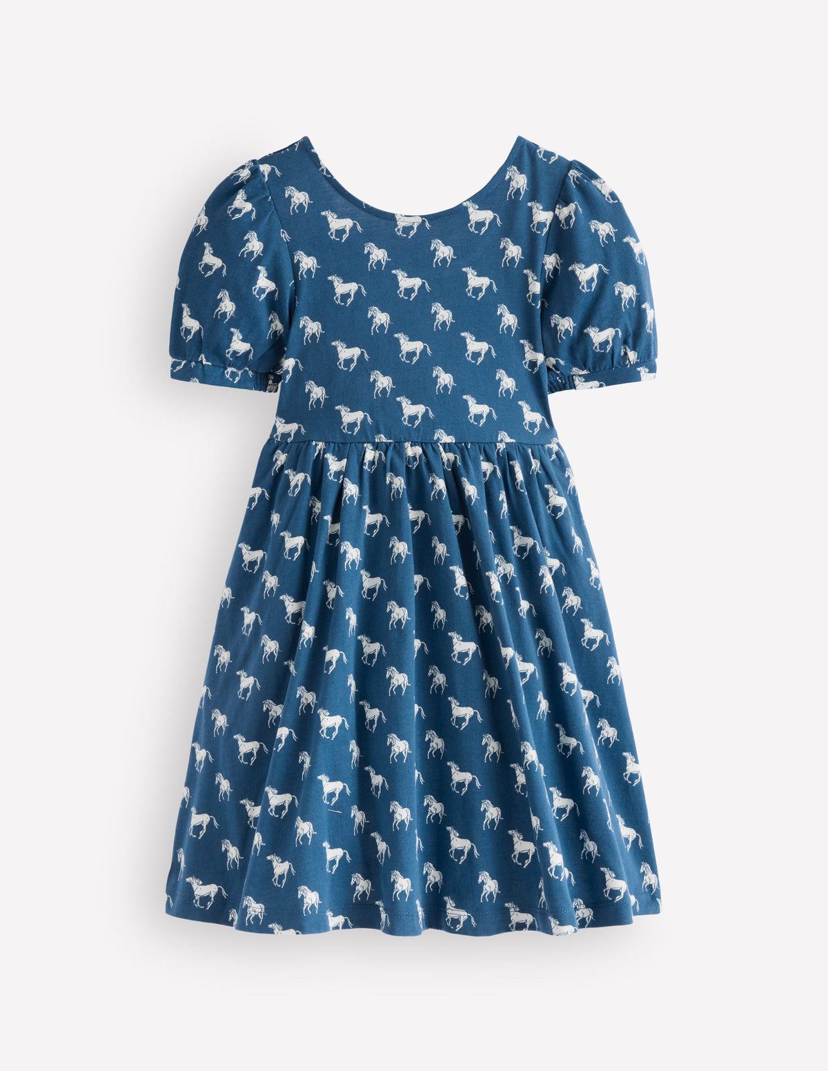 Ballerina-Jerseykleid-Blau Pferde-1