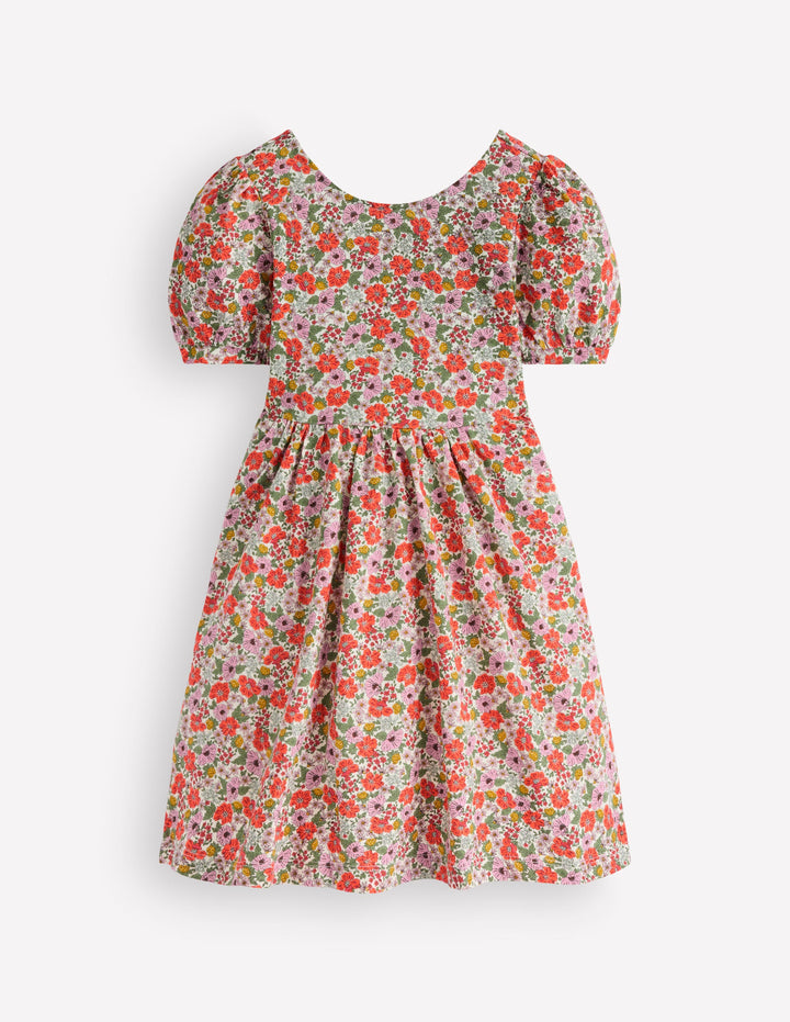 Ballerina-Jerseykleid-Bunt Blumenmuster