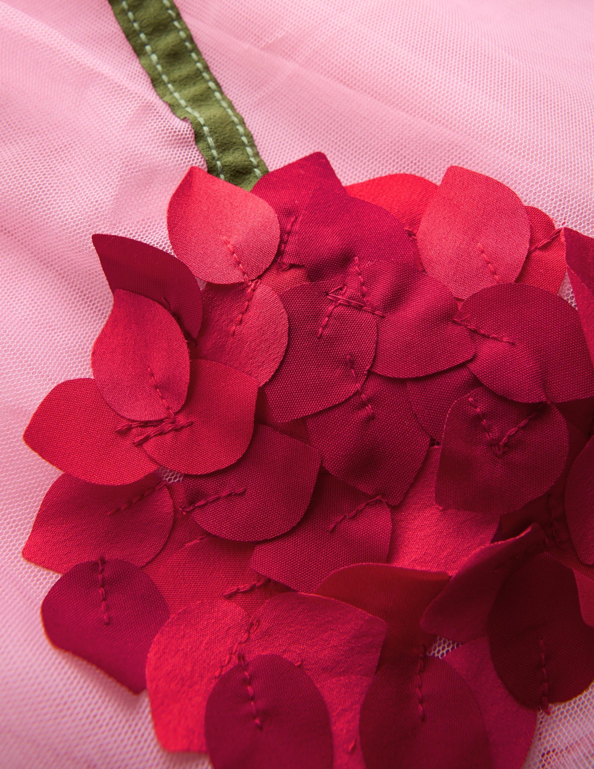 Kurzärmliges Tüllkleid mit Logo-Rosa Kirsch-Applikation - Image 3
