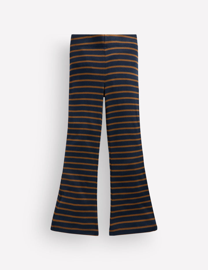 Gerippte, ausgestellte Leggings-Dunkelblau/Streifen
