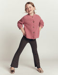 Gerippte, ausgestellte Leggings-Dunkelblau/Streifen
