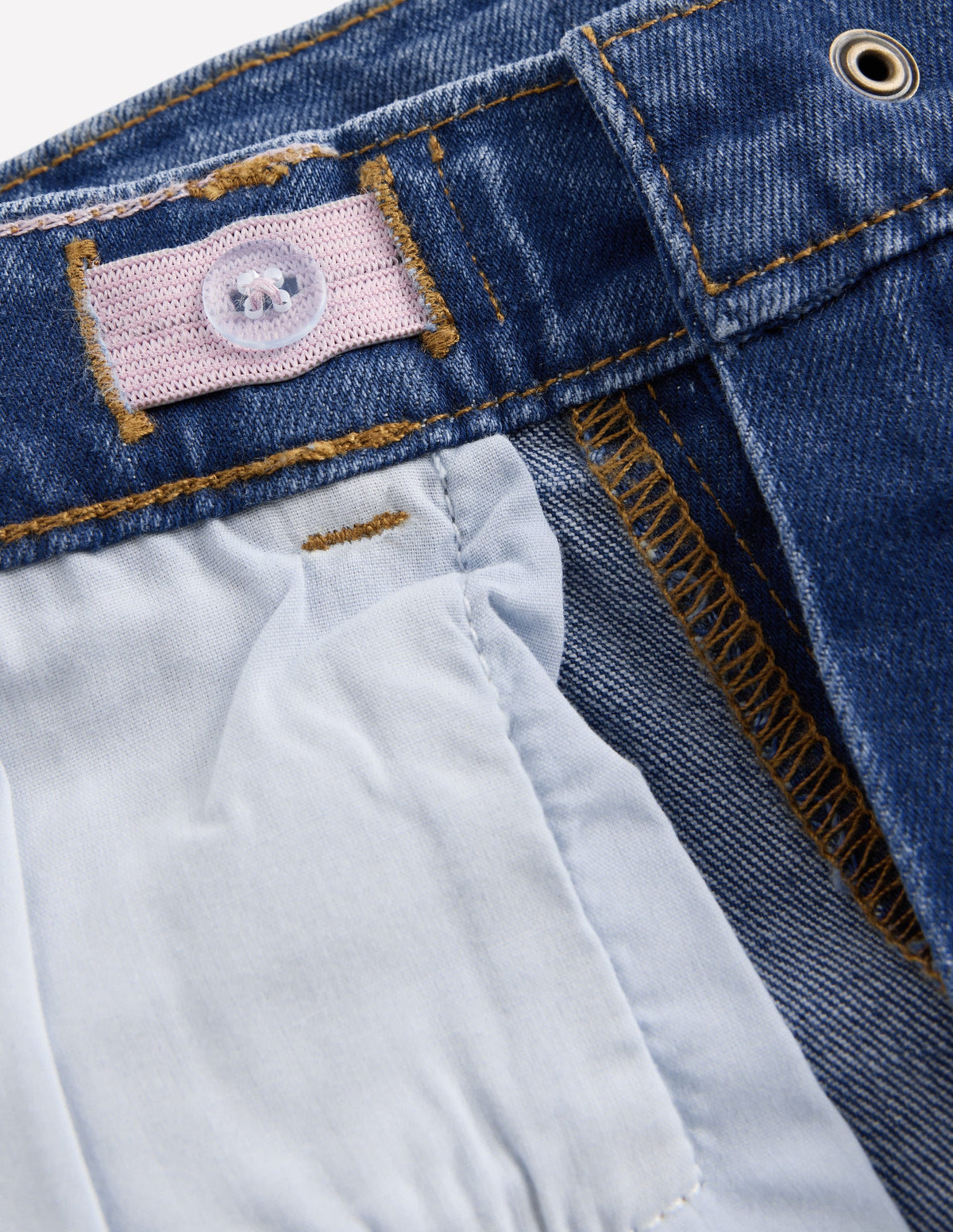 Jeans mit weitem Bein-Mittlere Waschung Herz-Applikation-4