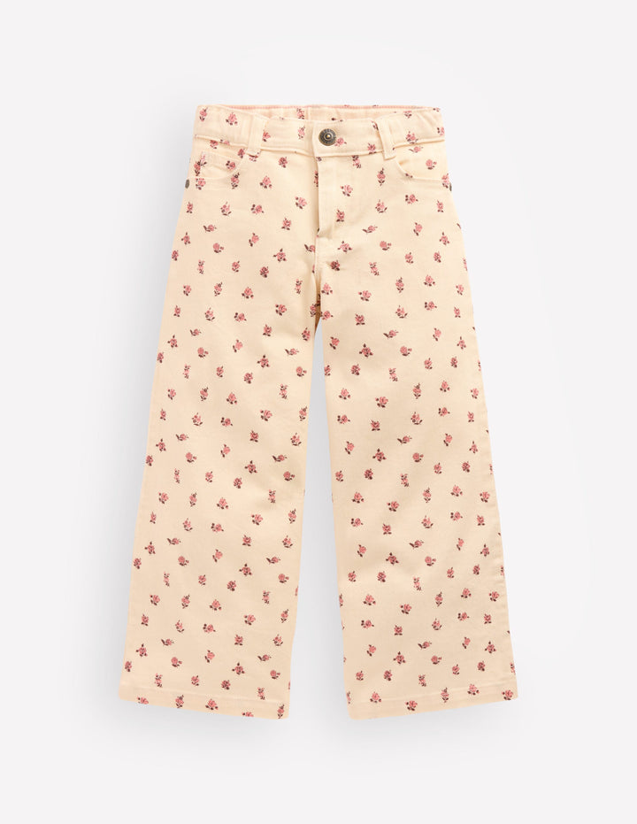 Wide Leg Jeans-Soft Ivory Ditsy Floral