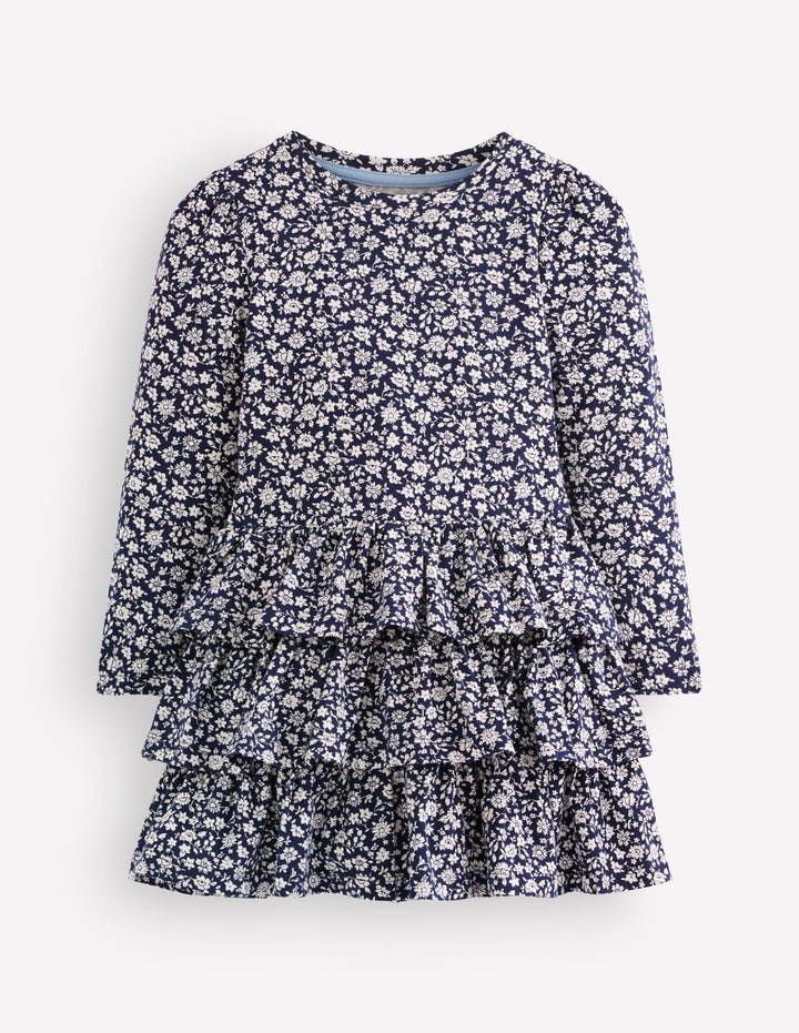 Cora RaRa Jerseykleid-Blau Kleines Blütenmuster