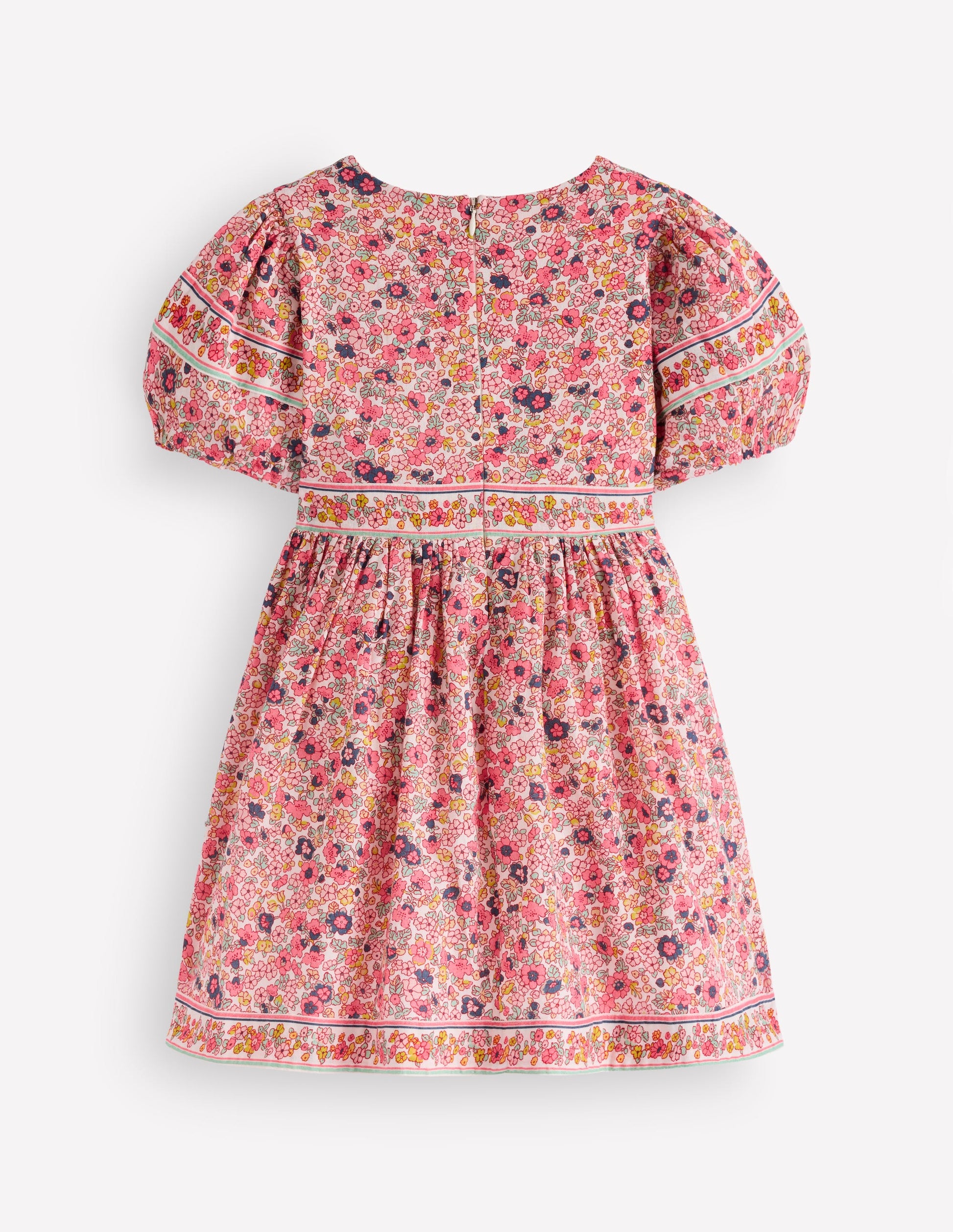 Gewebtes Kleid mit Schleife vorn-Sanftes Naturweiß Blumenbeet-2