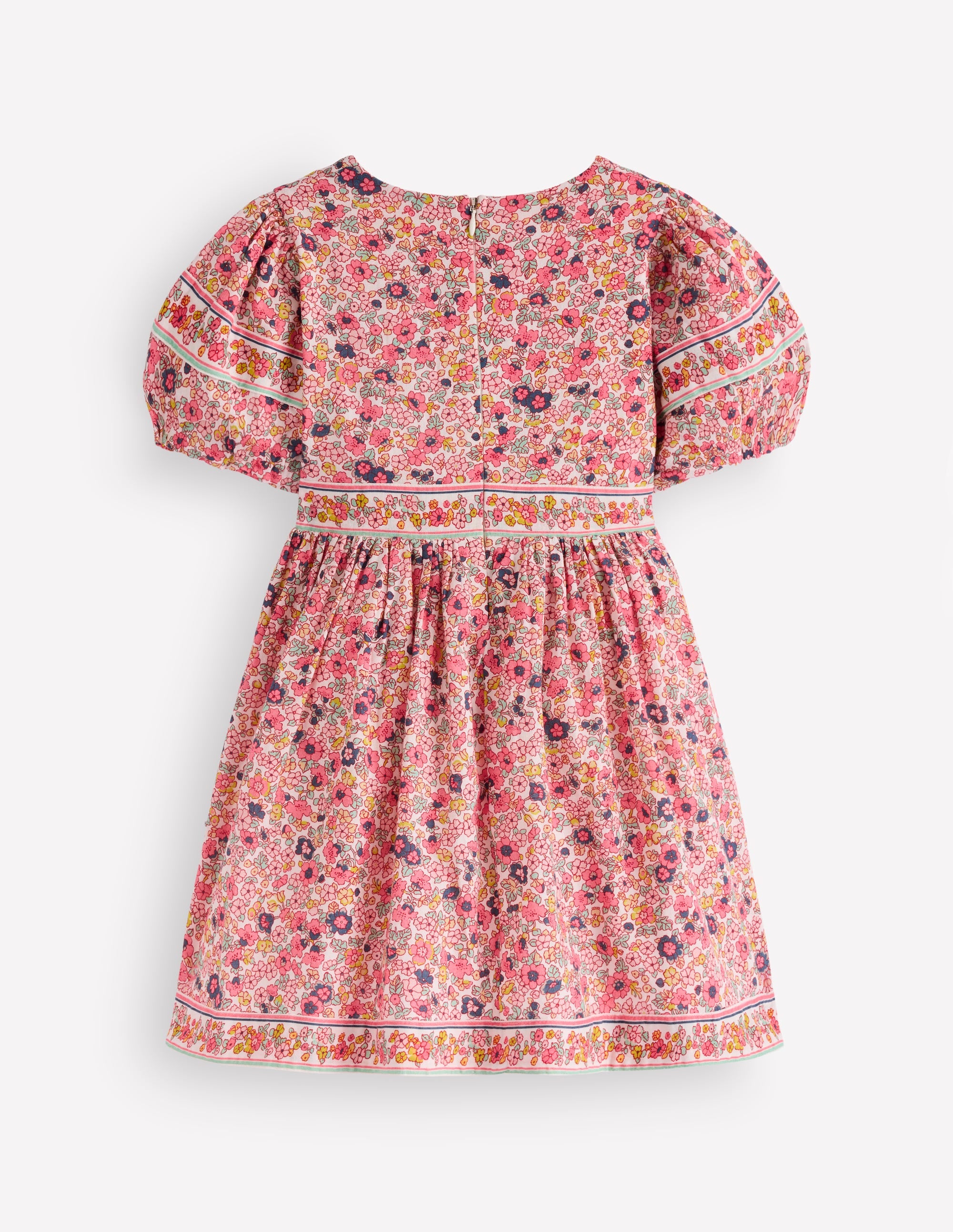 Gewebtes Kleid mit Schleife vorn-Sanftes Naturweiß Blumenbeet - Image 2