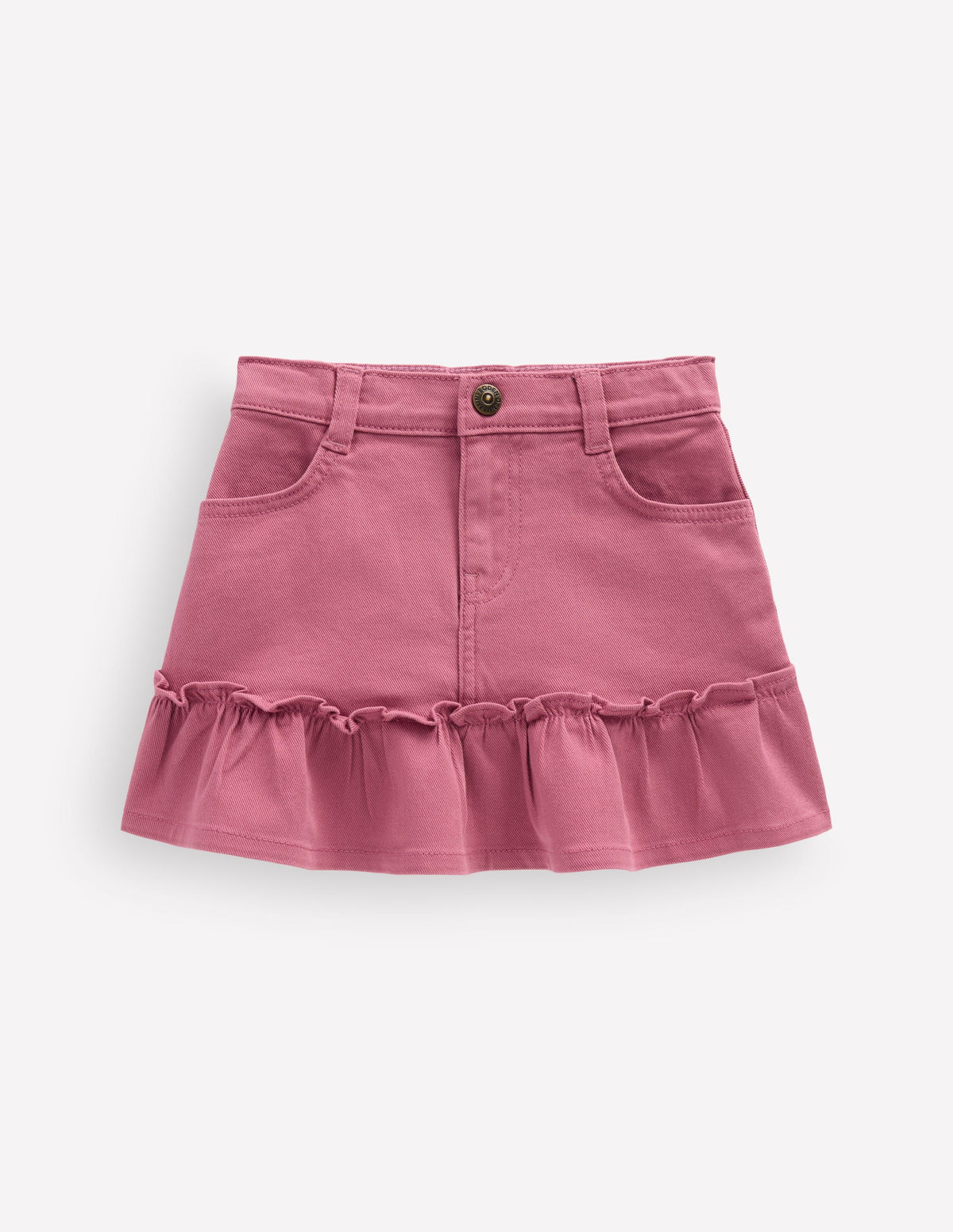 Jeansrock mit Rüschensaum-Rosa Heide-1