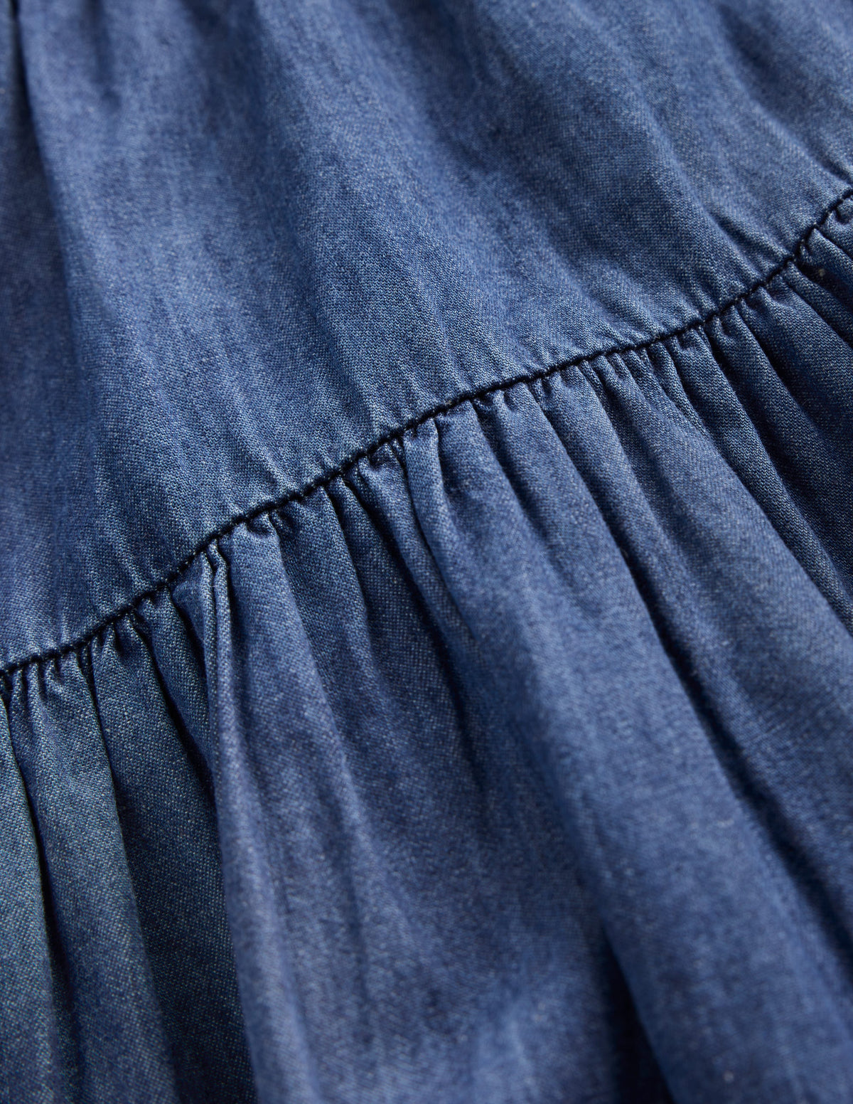Gewebtes Kleid mit Schleife an der Taille-Mittlere Mischung Denim-3