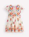 Hübsches Kleid im Cape-Style-Bunt Vintage Blumenmuster