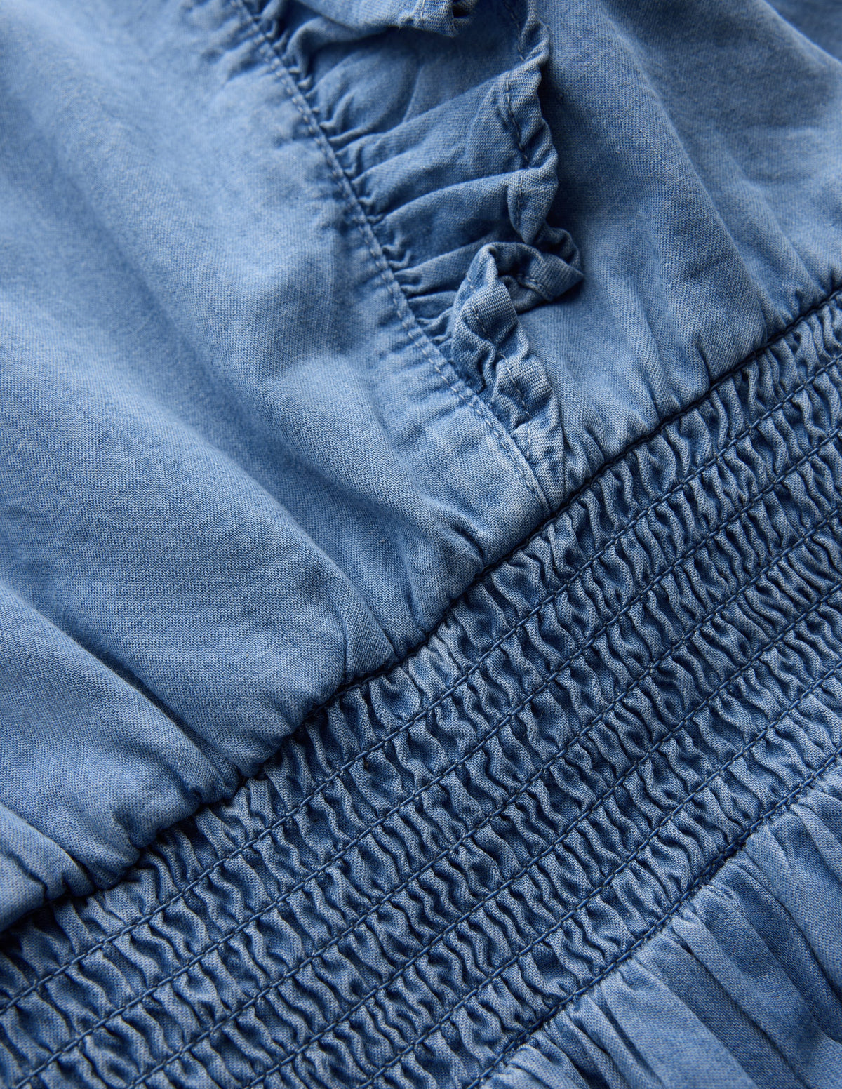 Rüschenkleid mit tiefer Taille-Hell Denim - Image 3