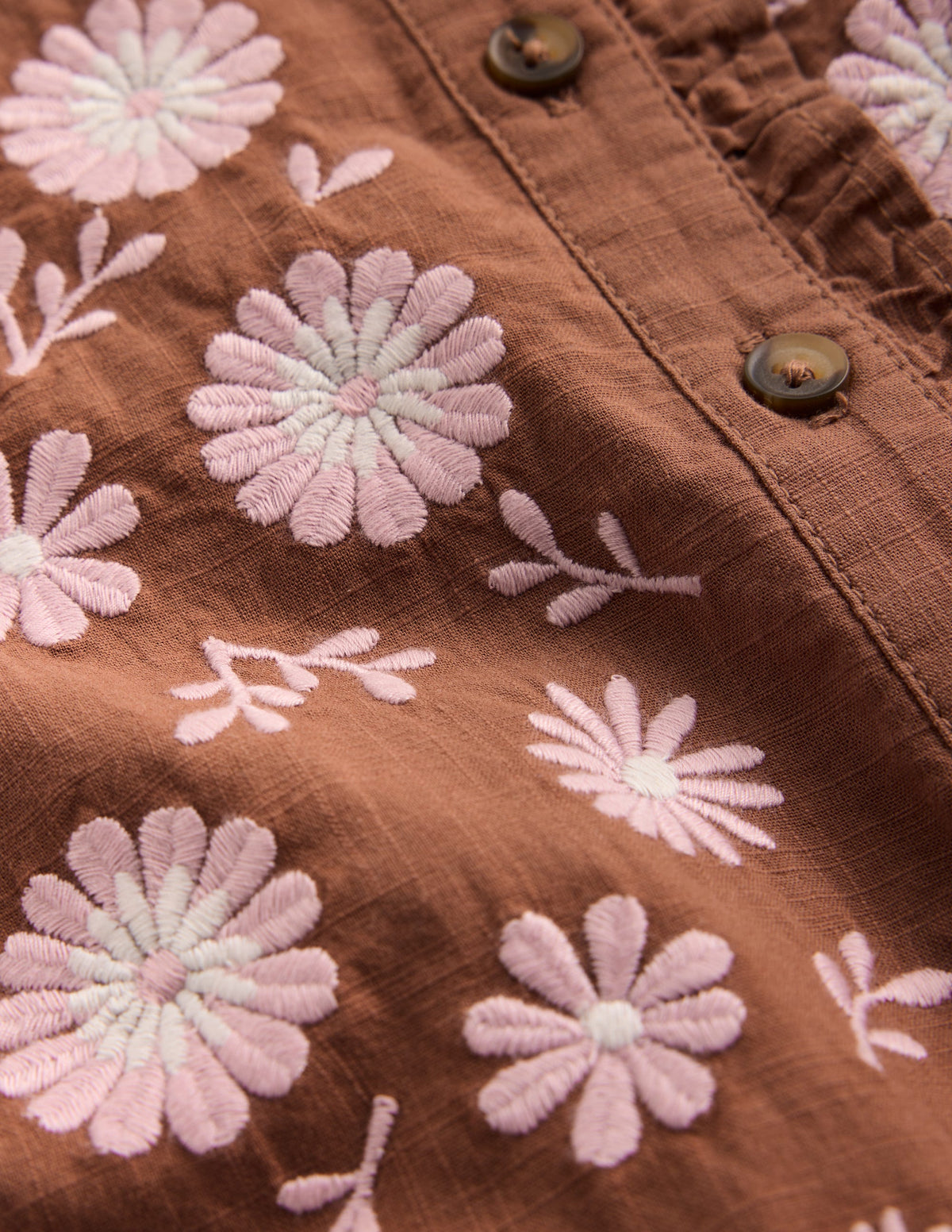 Gerüschtes Hemdblusenkleid-Braun - Image 3