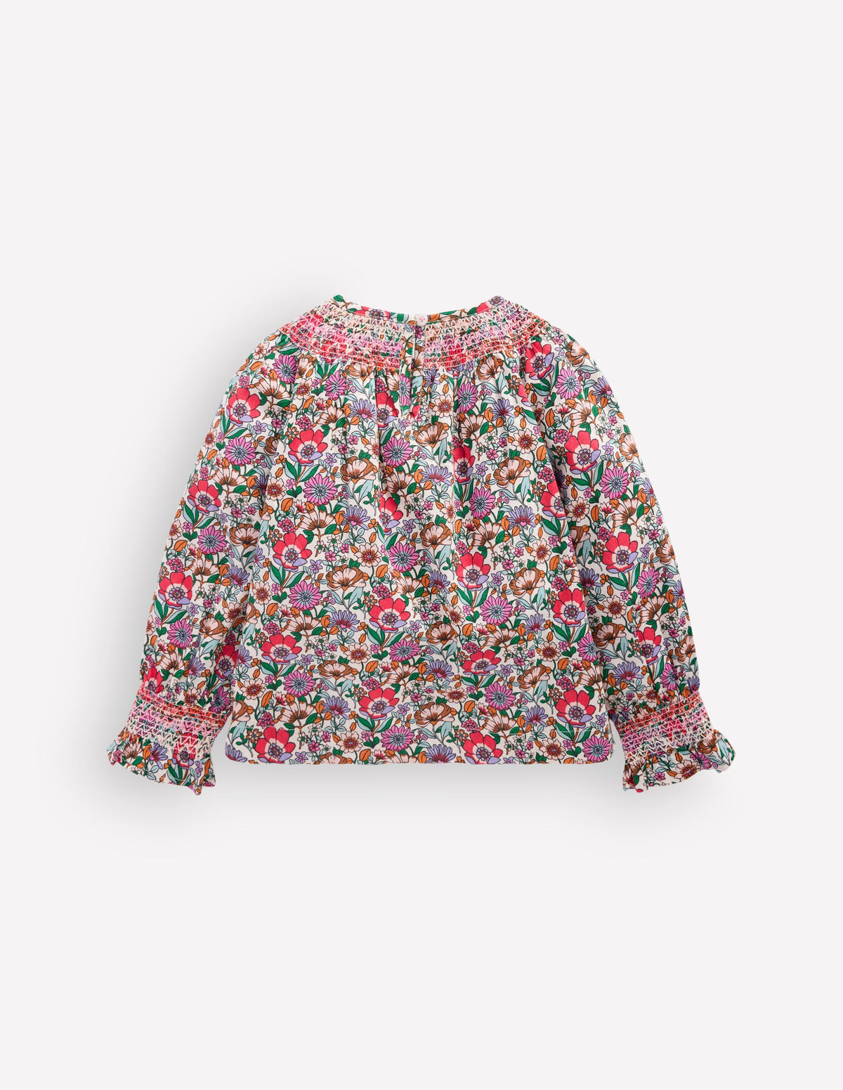 Smocked Printed Blouse-Soft Cream Floral Field - Image 2